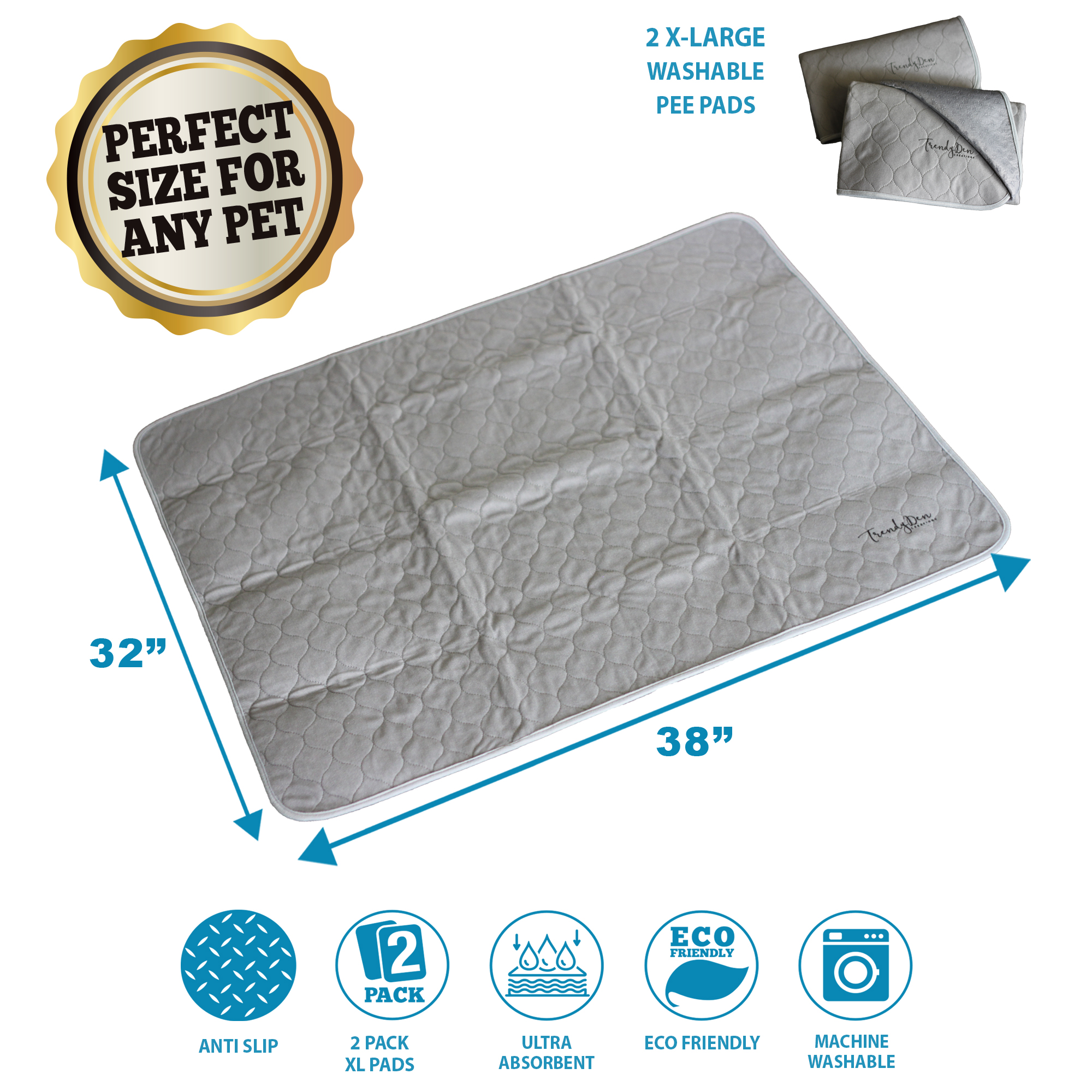 Washable Pee Pads for Dogs – XX-Large - Trendy Den Creations®