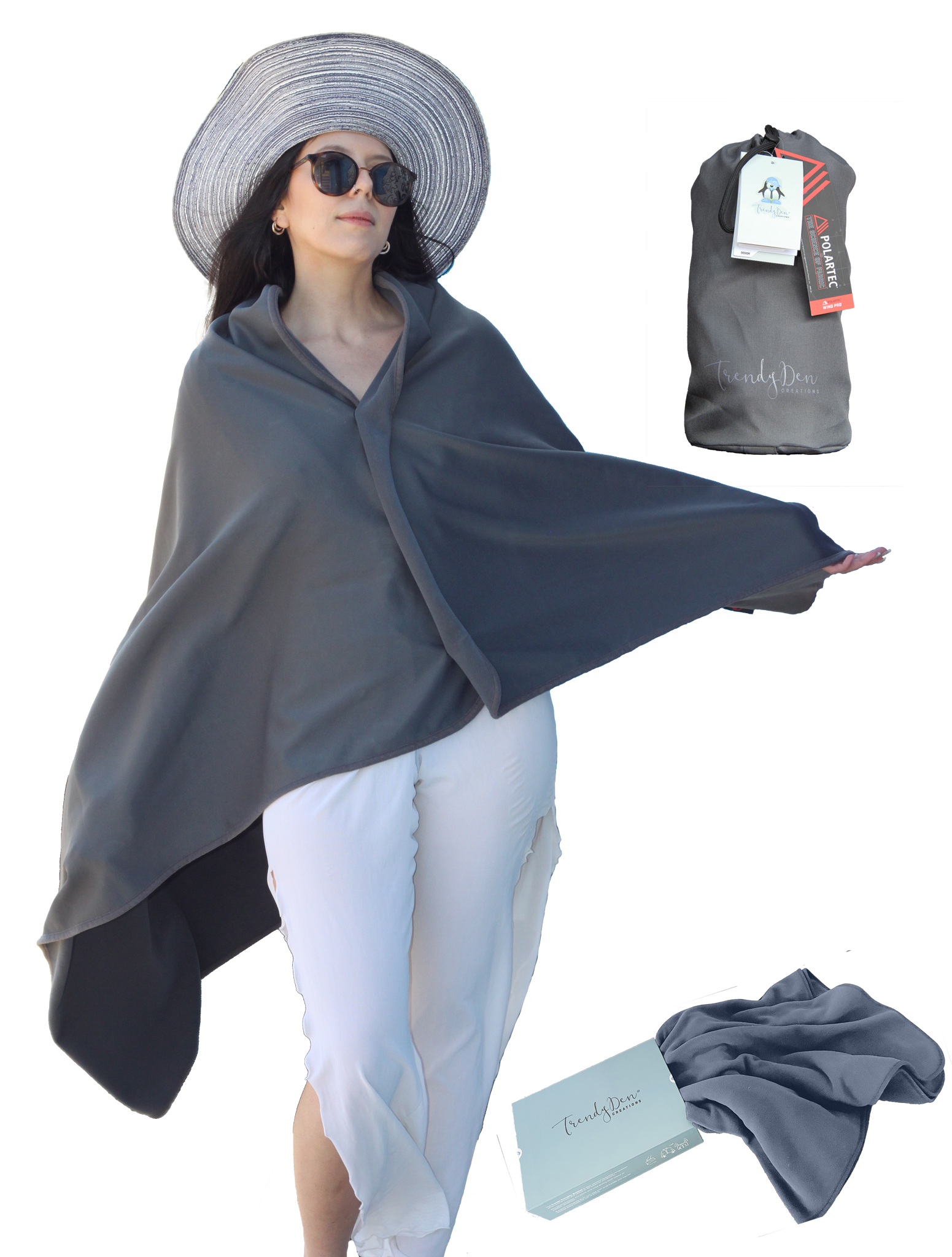 Trendy Den Comforts - Portable Blanket - Dark Grey - Medium - 155 X 120 cm